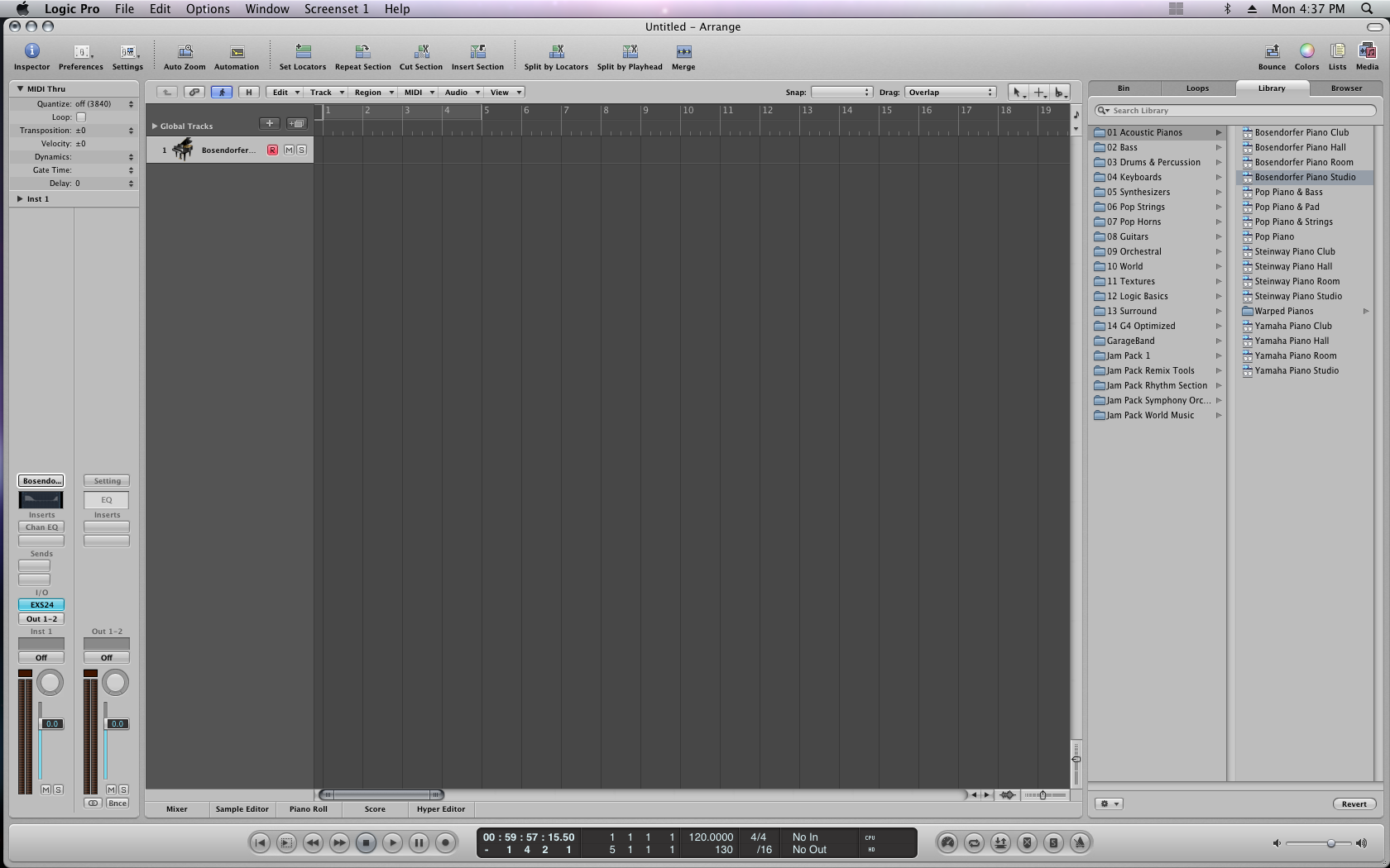 Creating instrument in Logic (in this case, a piano)