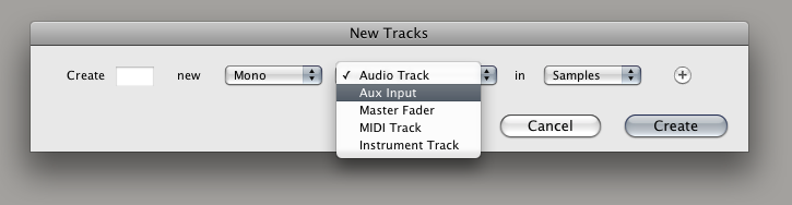 Create a new track in Pro Tools