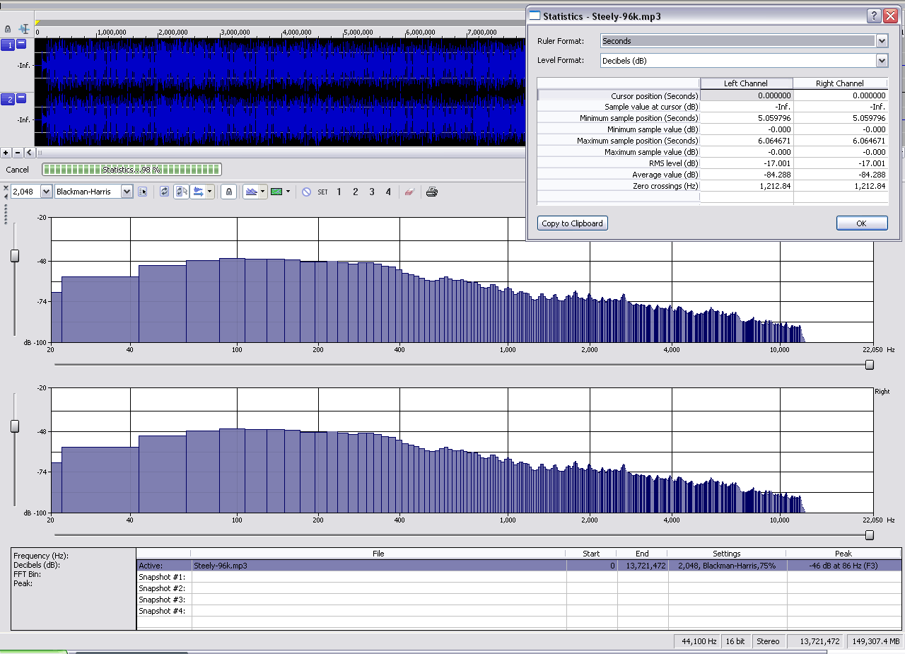 96kbps Steely Dan mp3 Nothing above 12k! ouch...